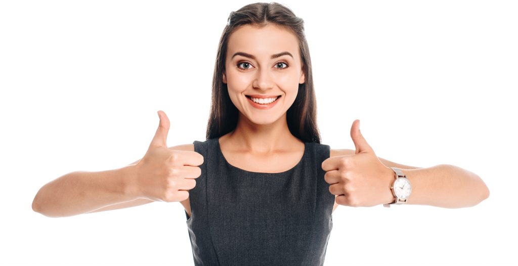 Beautiful Woman showing Thumbs Up
